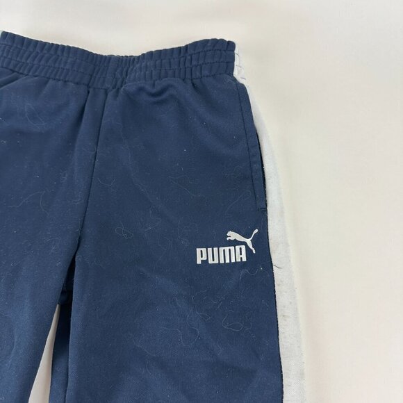 Puma Jogger Pants Boys Small 7/8 Blue White Pockets - Picture 4 of 10